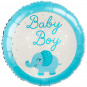 Baby Boy Elephant Round Foil Balloon - Inflated Baby Boy Elephant Round Foil Balloon - Inflated