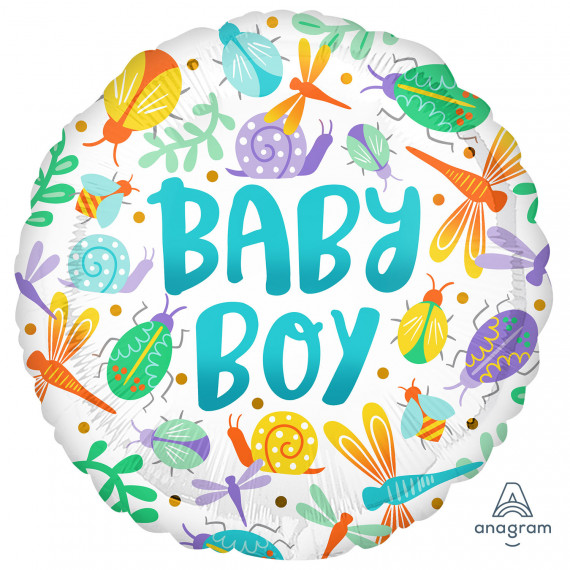 Baby Boy Round Foil Balloon - Inflated Baby Boy Round Foil Balloon - Inflated