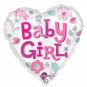 Baby Girl Heart Foil Balloon - Inflated Baby Girl Heart Foil Balloon - Inflated