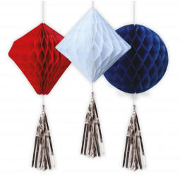 Red, White and Blue Honeycomb Decorations