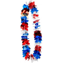 Red/White/Blue Metallic Lei