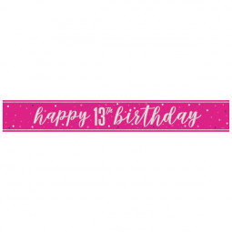 Pink Happy 13th Birthday Banner