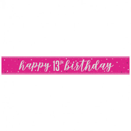 Pink Happy 13th Birthday Banner