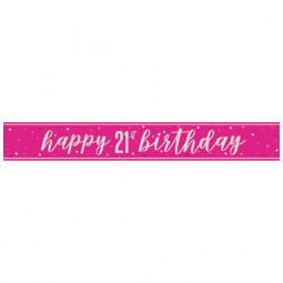 Pink Happy 21st Birthday Banner