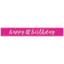 Pink Happy 40th Birthday Banner