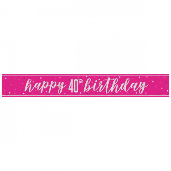 Pink Happy 40th Birthday Banner