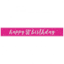 Pink Happy 50th Birthday Banner