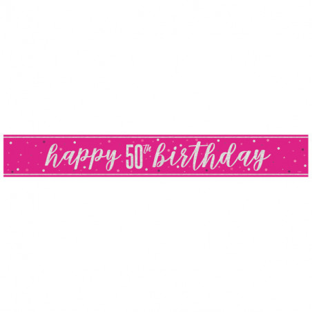 Pink Happy 50th Birthday Banner