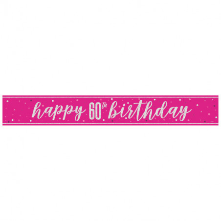 Pink Happy 60th Birthday Banner