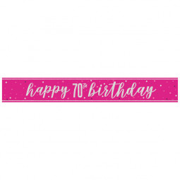 Pink Happy 70th Birthday Banner