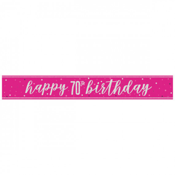 Pink Happy 70th Birthday Banner