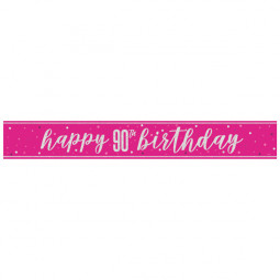 Pink Happy 90th Birthday Banner