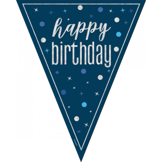 Blue Happy Birthday Plastic Bunting