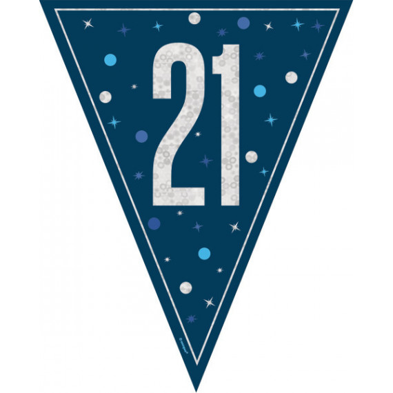 Blue 21st Birthday Plastic Bunting