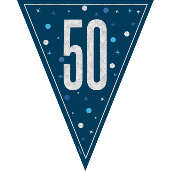 Blue 50th Birthday Plastic Bunting
