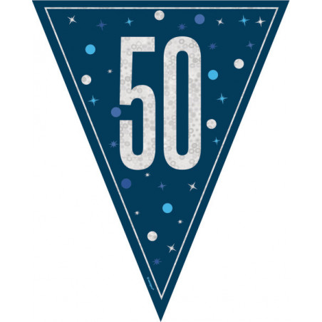 Blue 50th Birthday Plastic Bunting