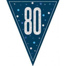Blue 80th Birthday Plastic Bunting