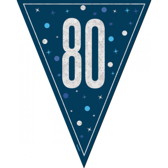 Blue 80th Birthday Plastic Bunting