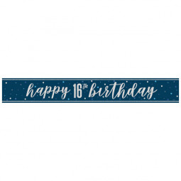 Blue Happy 16th Birthday Banner