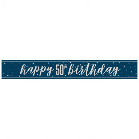 Blue Happy 50th Birthday Banner