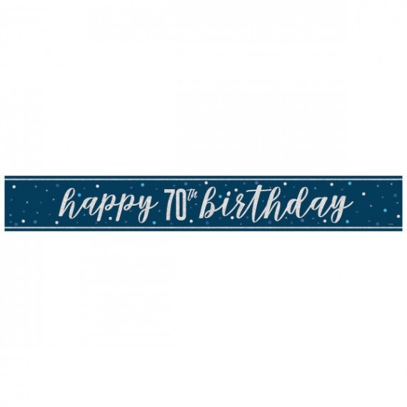Blue Happy 70th Birthday Banner