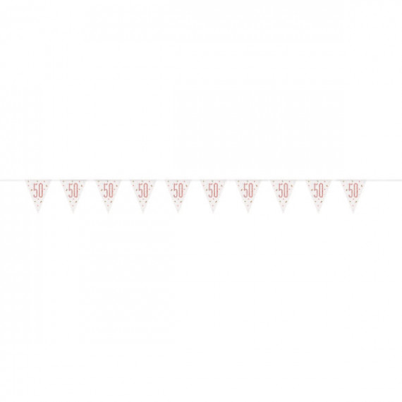 Rose Gold 50th Birthday Plastic Bunting