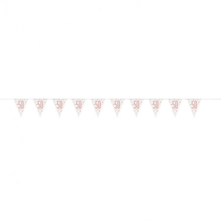 Rose Gold 50th Birthday Plastic Bunting