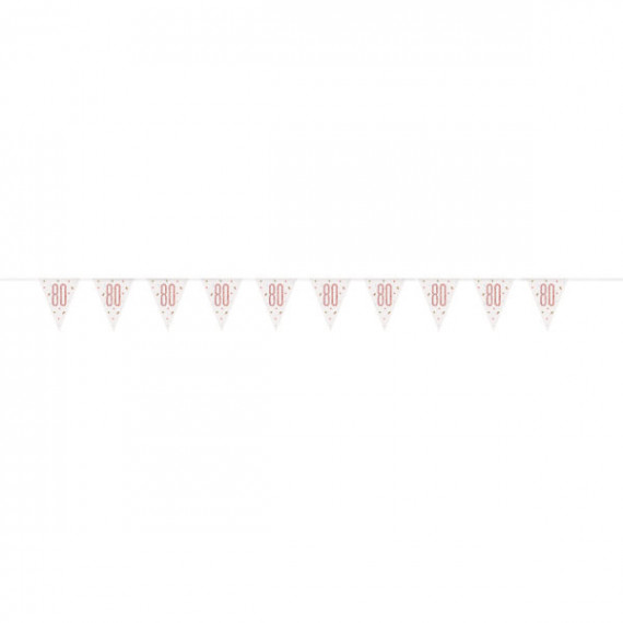 Rose Gold 80th Birthday Plastic Bunting