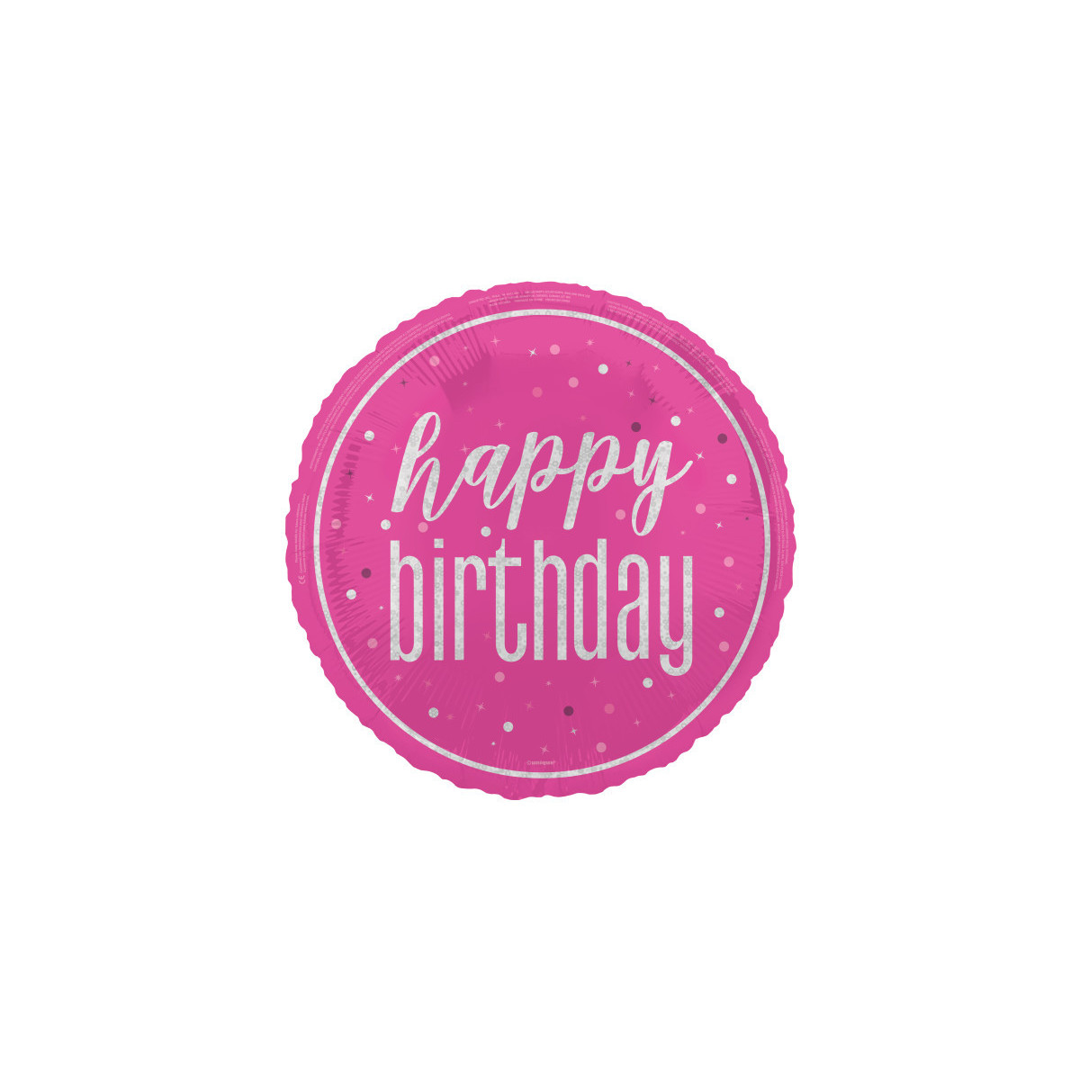 Pink Happy Birthday Round Foil Balloon - Inflated