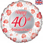 40th Ruby Anniversary Round Foil Balloon - Inflated