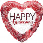 Red Anniversary Heart Foil Balloon - Inflated Red Anniversary Heart Foil Balloon - Inflated