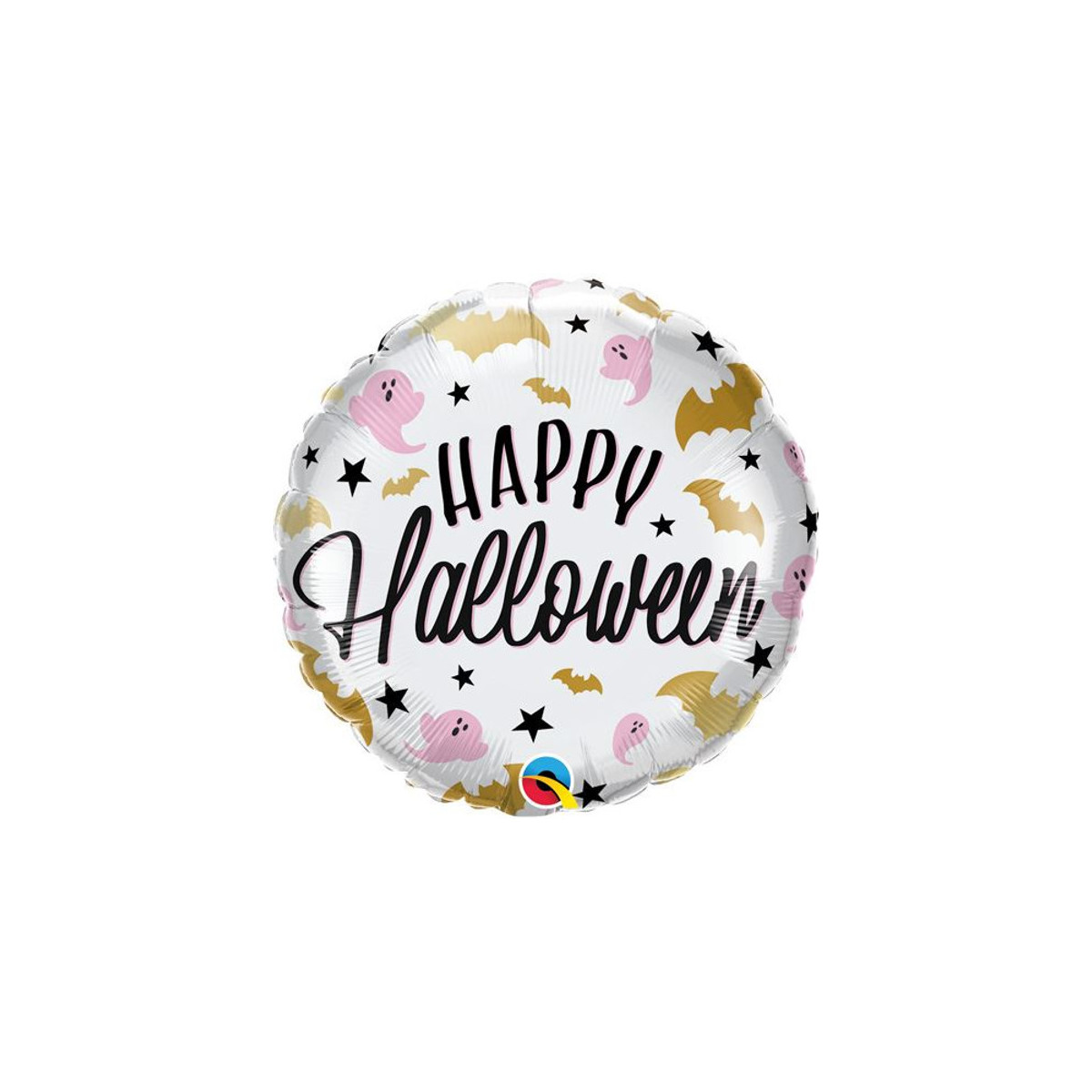 Bats and Ghost Round Foil Balloon - Inflated