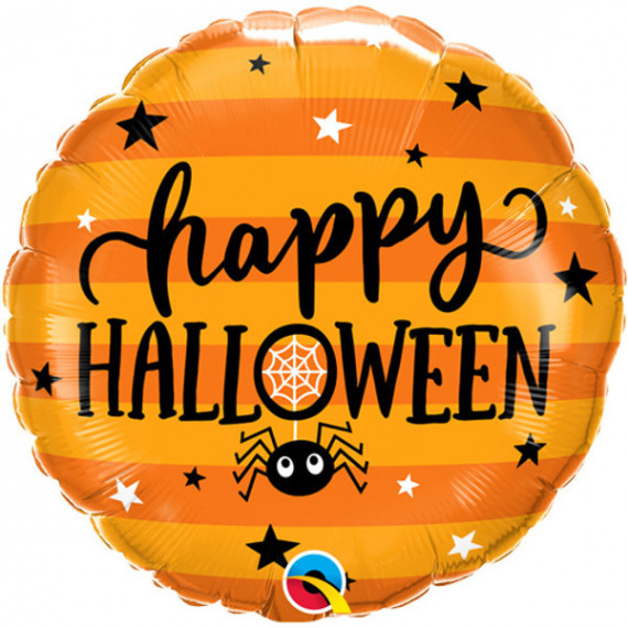 Happy Halloween Round Foil Balloon - Inflated Happy Halloween Round Foil Balloon - Inflated