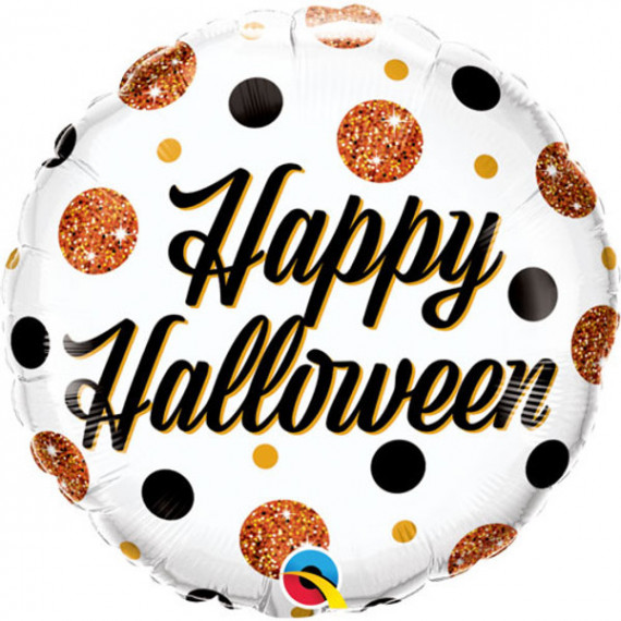 Happy Halloween Round Foil Balloon - Inflated Happy Halloween Round Foil Balloon - Inflated
