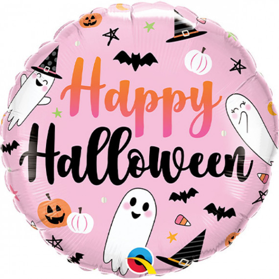 Cute Halloween Round Foil Balloon - Inflated Cute Halloween Round Foil Balloon - Inflated