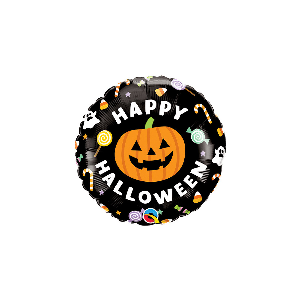 Happy Halloween Pumpkin Round Foil Balloon - Inflated Happy Halloween Pumpkin Round Foil Balloon - Inflated