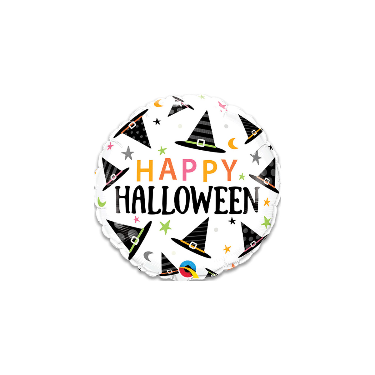 Halloween Witch Hat Round Foil Balloon - Inflated Halloween Witch Hat Round Foil Balloon - Inflated