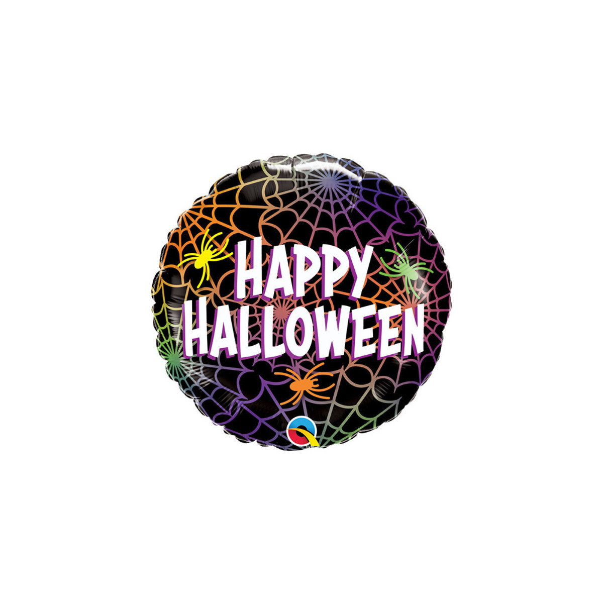 Happy Halloween Spider Web Round Foil Balloon - Inflated