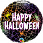 Happy Halloween Spider Web Round Foil Balloon - Inflated