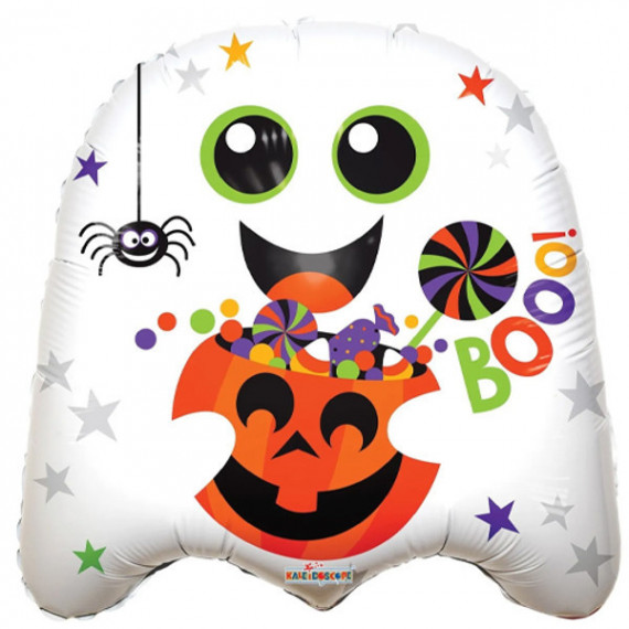 Halloween Ghost Foil Balloon - Inflated Halloween Ghost Foil Balloon - Inflated