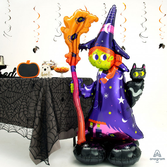 Scary Witch Airloonz Foil Balloon - Inflated