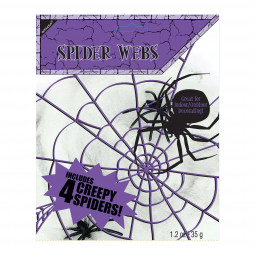 White Spider Web Decoration with 4 Spiders