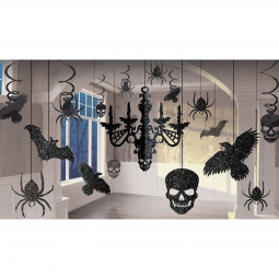 Halloween Glitter Chandelier Room Decoration Kit - 17 Pack