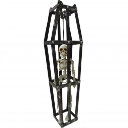 Halloween Hanging Skeleton in Cage Decoration