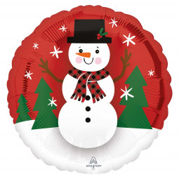 Snowman Round Foil Balloon - Inflated