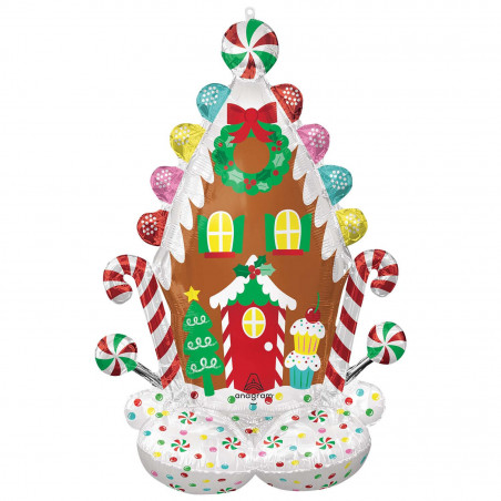 Gingerbread House Airloonz Foil Balloon - Inflated