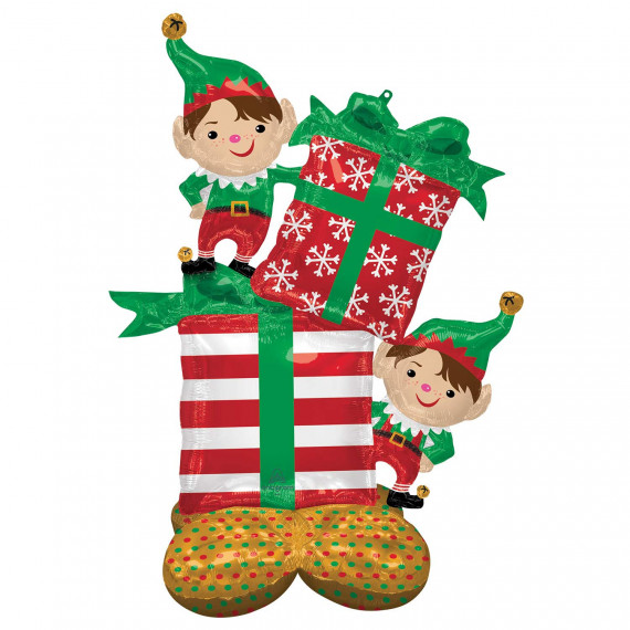 Christmas Elves Airloonz Foil Balloon - Inflated Christmas Elves Airloonz Foil Balloon - Inflated