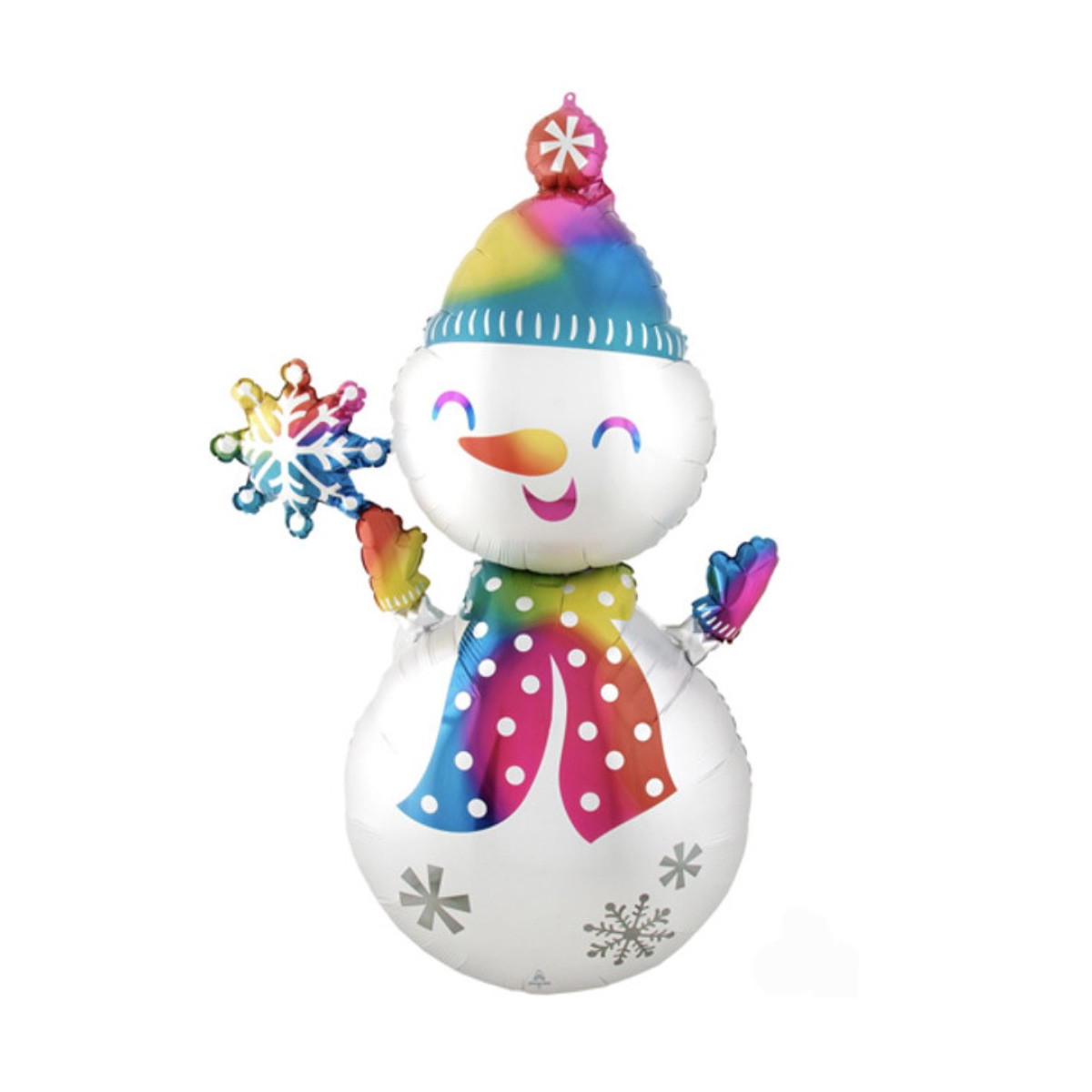 Rainbow Snowman Supershape Foil Balloon - Inflated