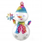 Rainbow Snowman Supershape Foil Balloon - Inflated