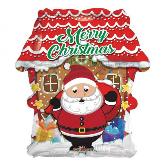 Merry Christmas Santa Foil Balloon - Inflated